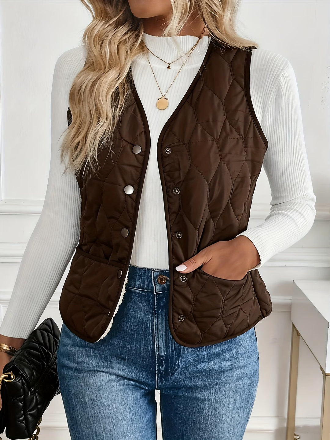 Seraora - Sleeveless Vest With Pockets