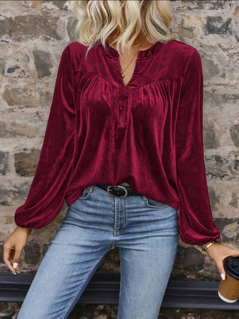 Lihi - Comfort Long Sleeve V-Neck Top