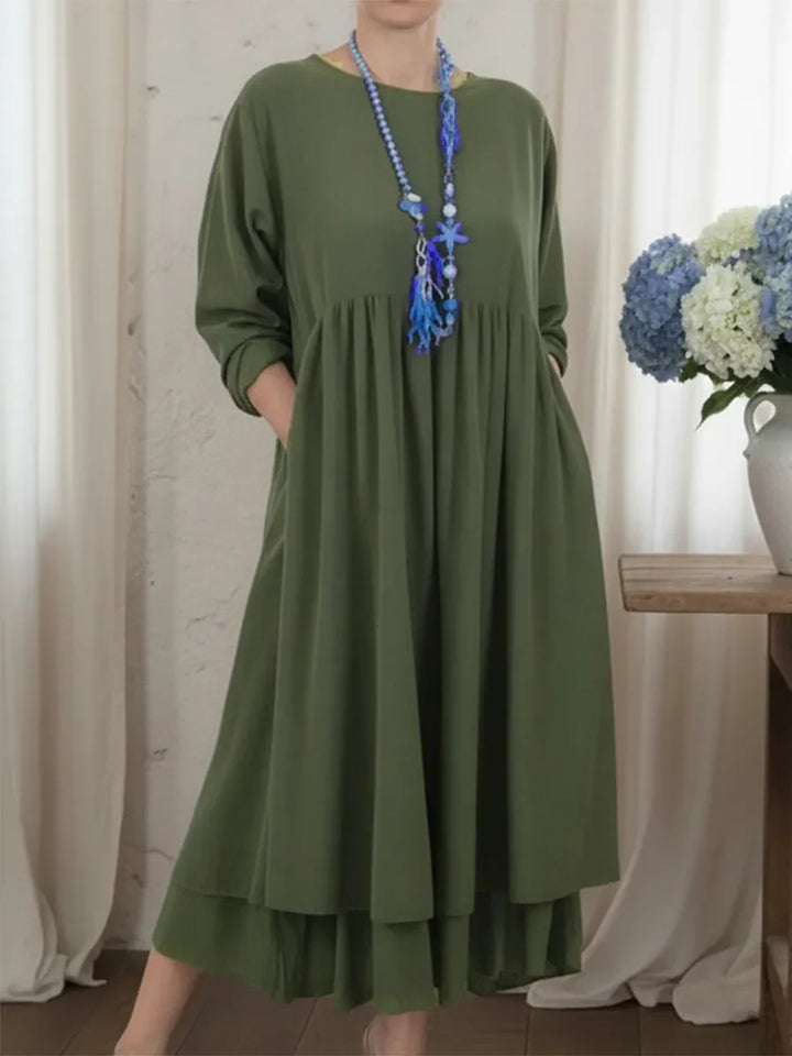 Ceinwen - Loose And Double Layered Hem Maxi Dress