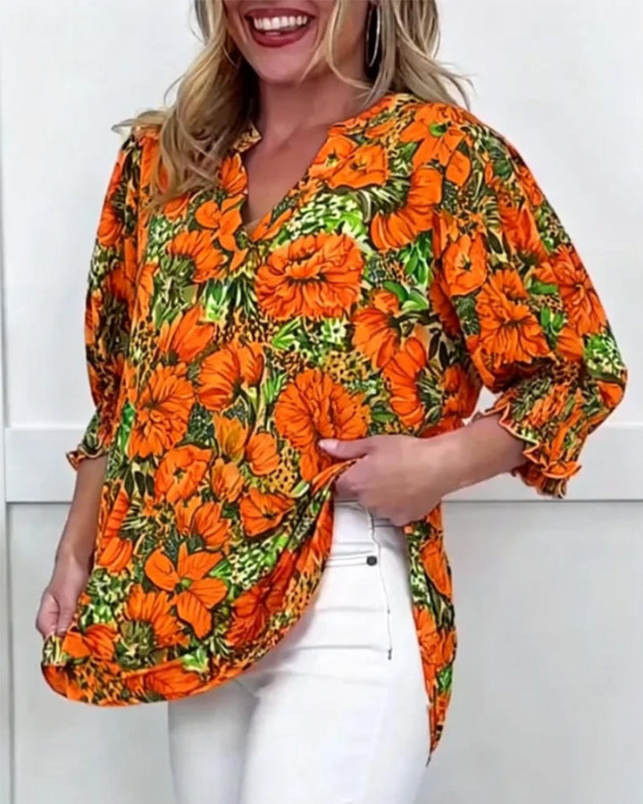 Niliza - Short Sleeve Floral Blouse
