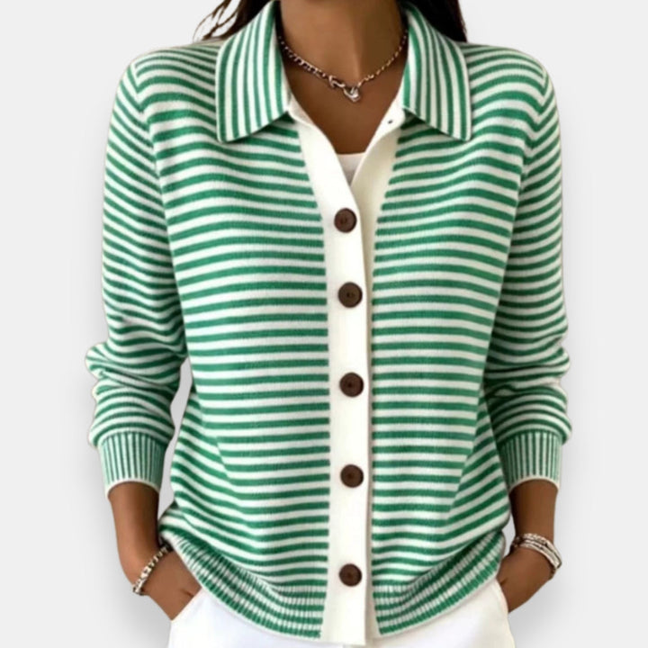 Talaoira - Striped Buttoned Cardigan