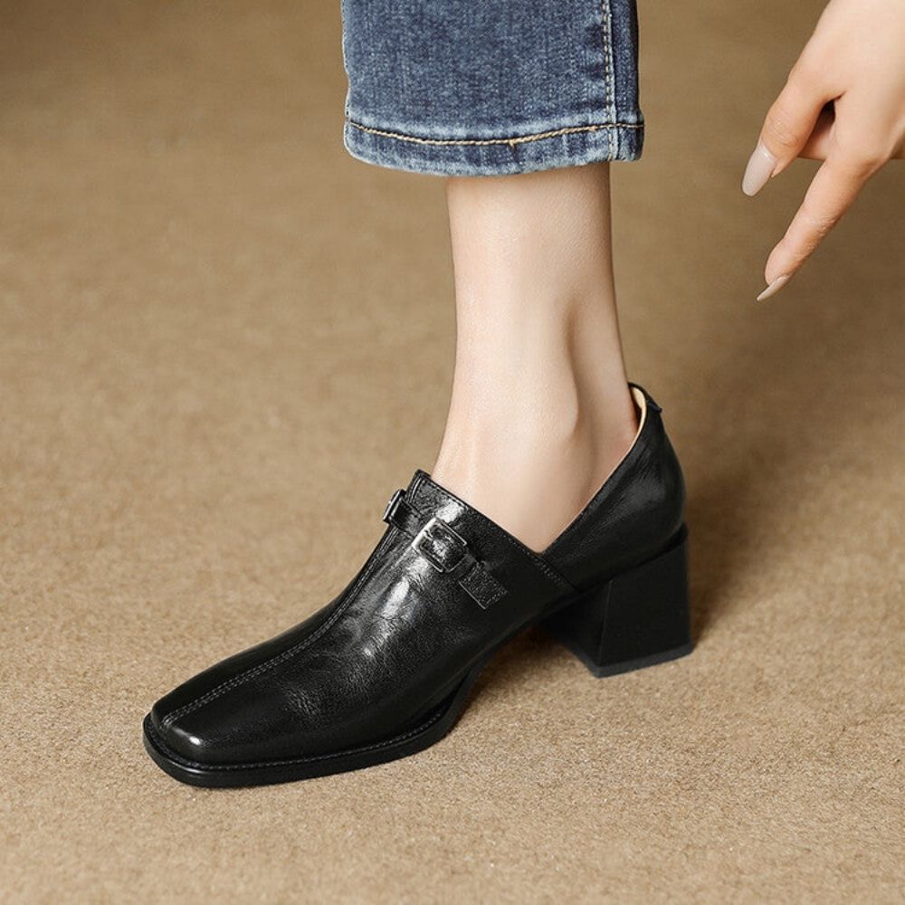 Misha - Elegant Leather Loafers with Heel