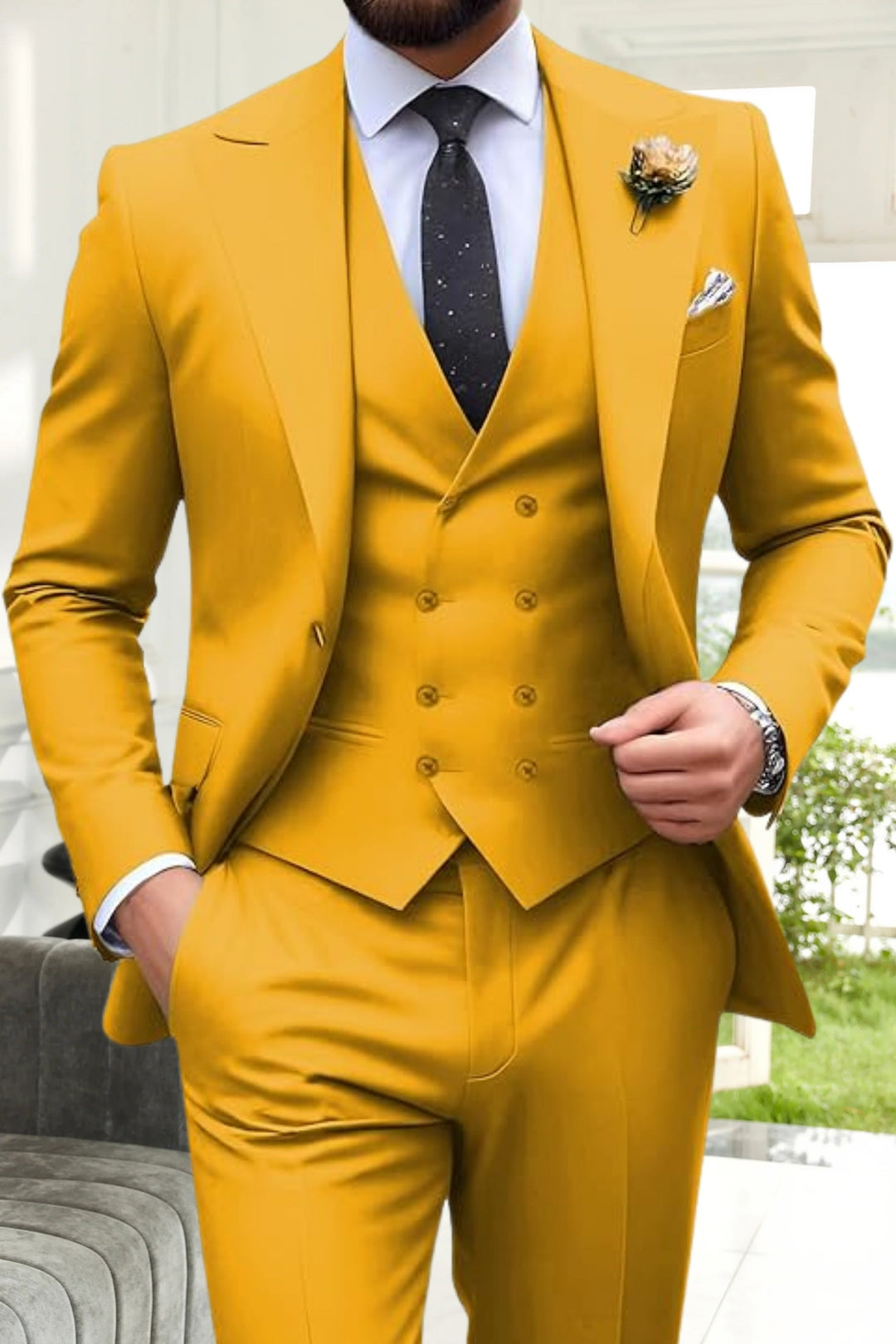 Gremist - Peak Lapel Slim Fit 3 Piece Suits