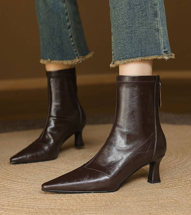 Lielah - Leather Ankle Boot With Zipper