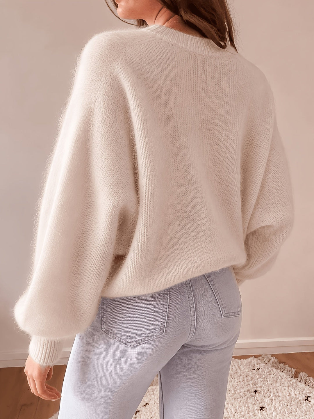 Idalyea - Knit Sweater With Round Neck And Balloon Sleeves