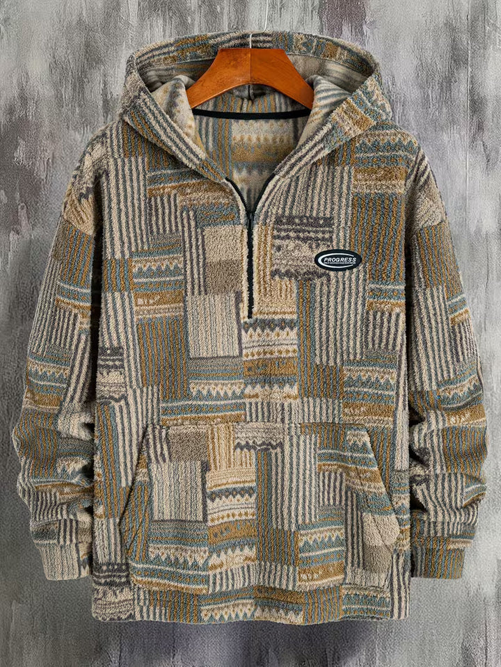 Solarishift - Printed Zip-Up Hooded Sweatshirt