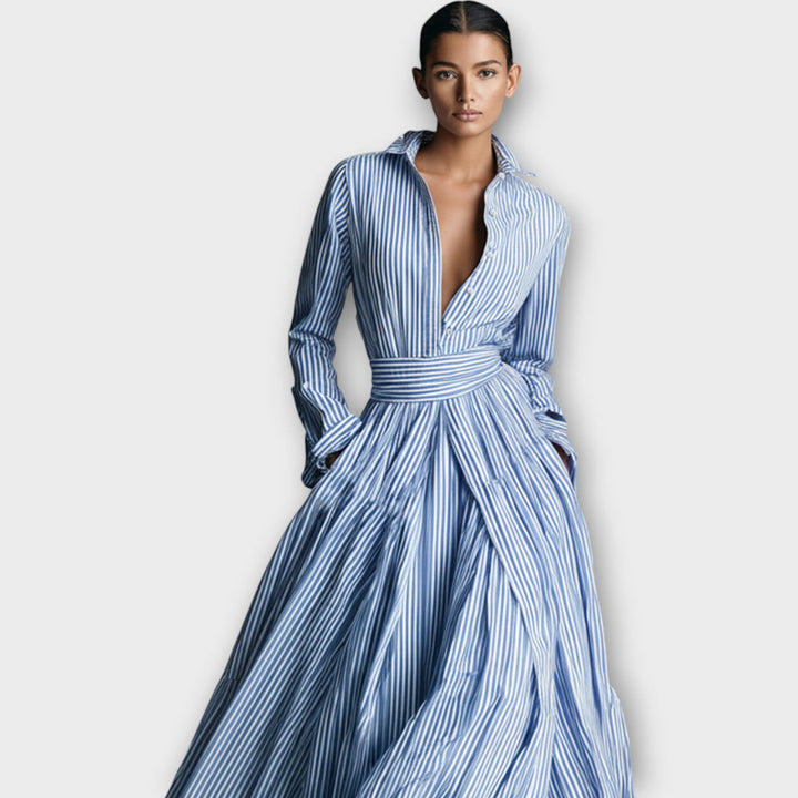 Radka - Striped Button Maxi Dress