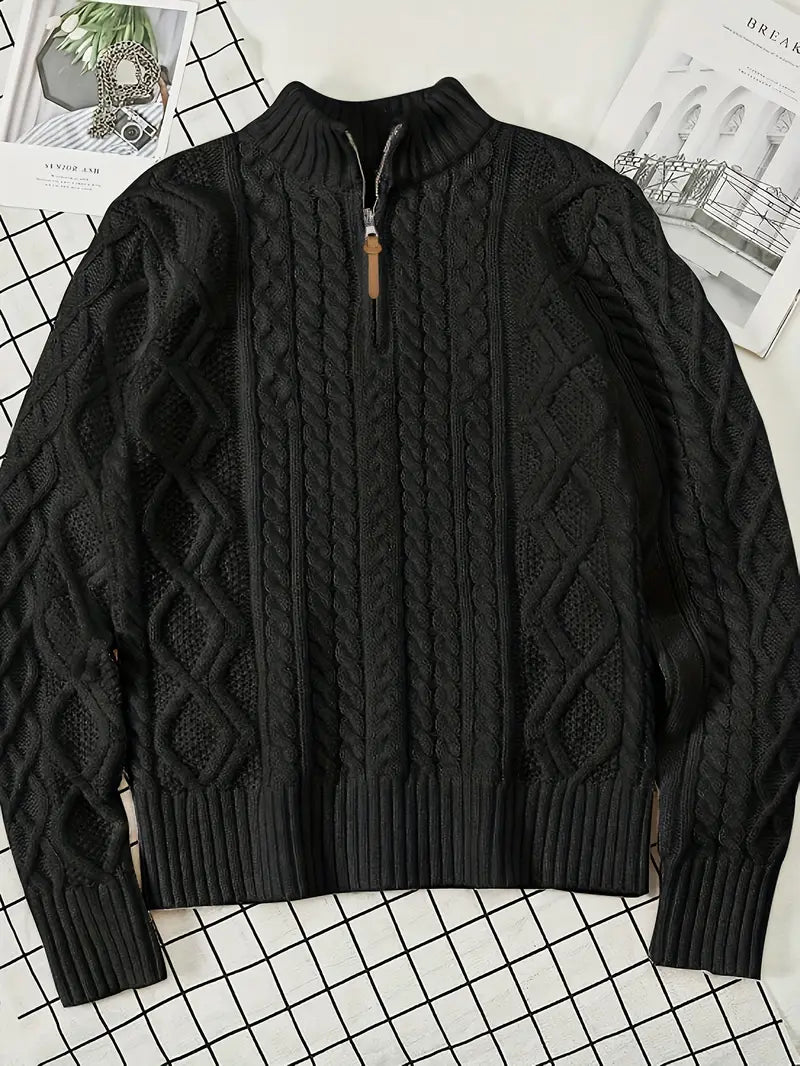Rabada - Half-Zip Knitted Sweater With Stand-Up Collar