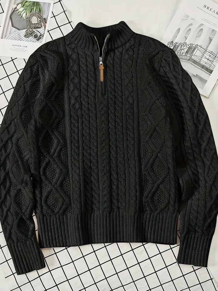 Rabada - Half-Zip Knitted Sweater With Stand-Up Collar