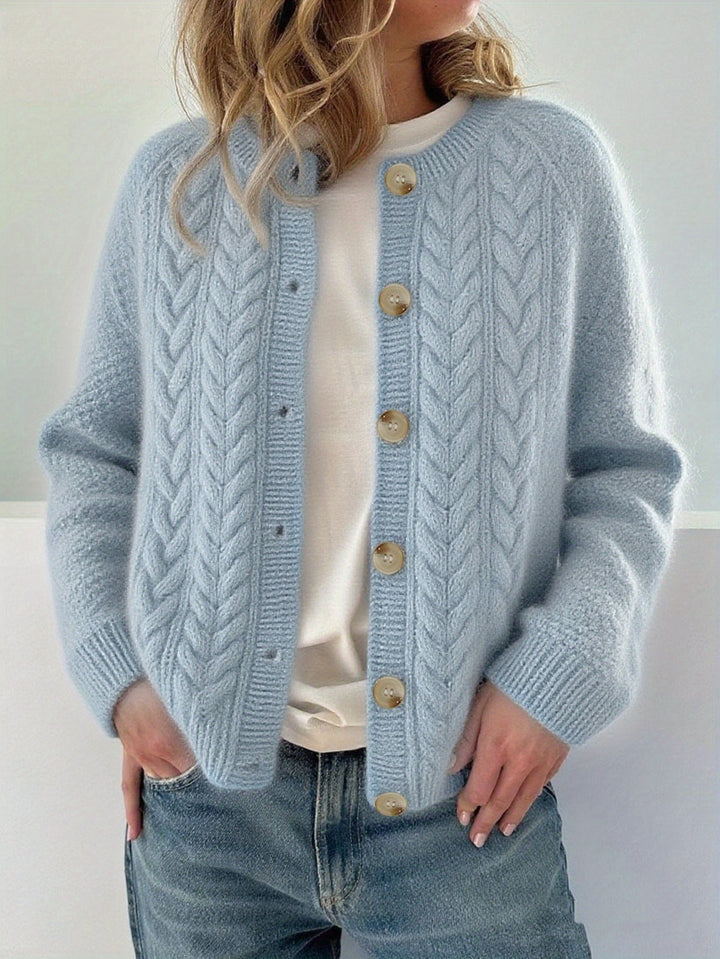 Dwina -  Cable Knitted Cardigan With Button