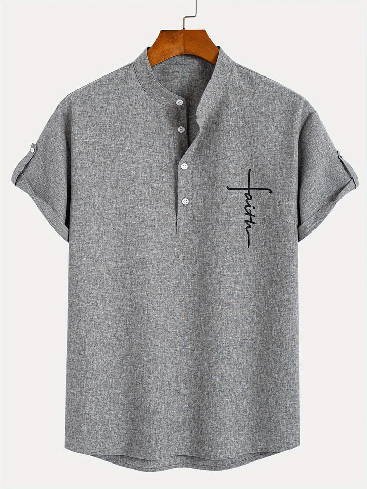 Elliott - Elegant Short Sleeve Shirt With Stand Collar