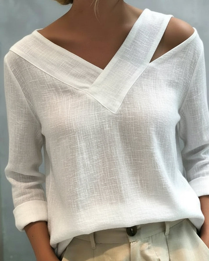 Makeeta - Elegant V-Neck Top With Straps