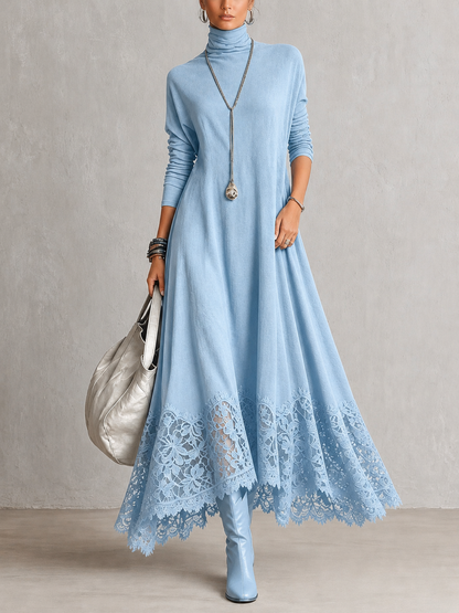 Opheuta - Long Sleeve Maxi Dress With Vintage Style