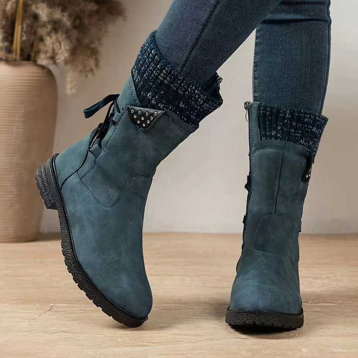 Kaelette - Lace-Up Ankle Boots With Knitted Cuffs
