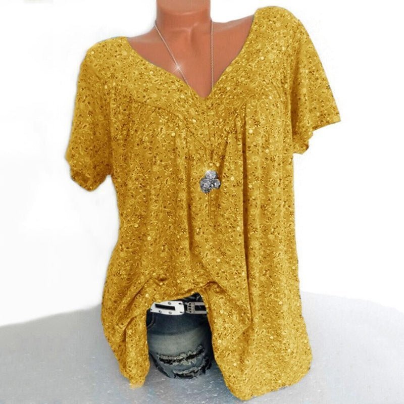 Sarita - Floral Print Short Sleeve Blouse