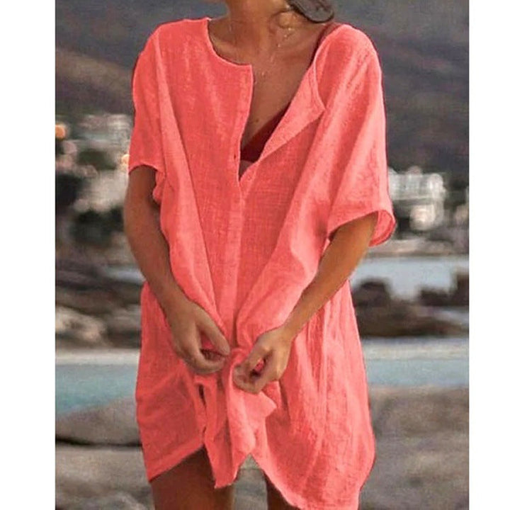Anjini - Loose Beach Dress With Short Sleeve
