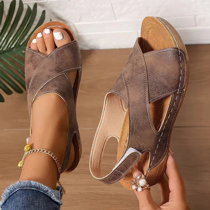 Clarisa - Cross Strap Wedge Sandal