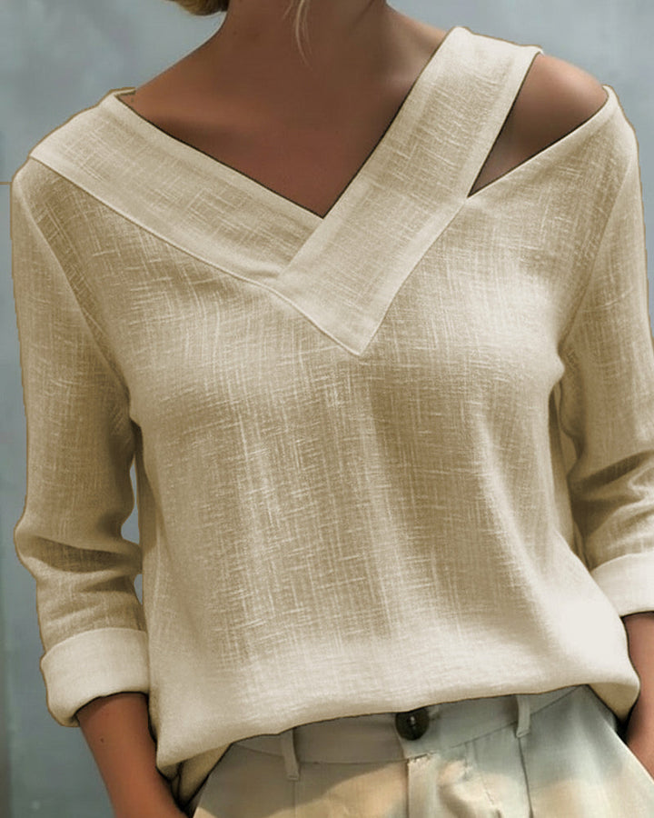 Makeeta - Elegant V-Neck Top With Straps