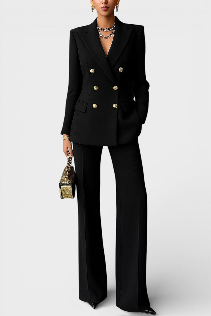 Kalyn - Double Breasted Blazer And Wide Leg Trousers