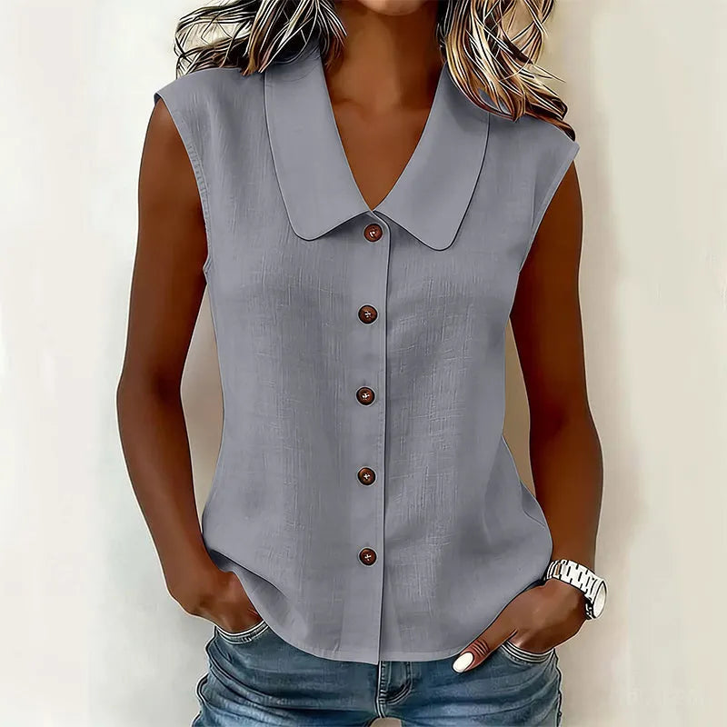 Chisato - V-neck Button Down Shirt