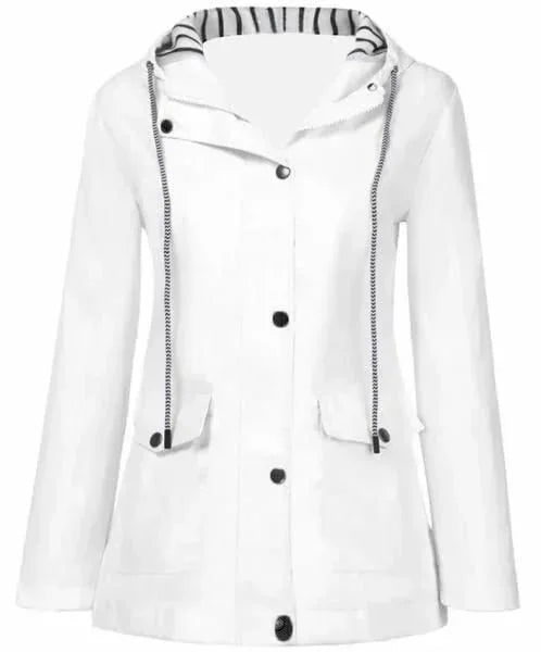 Ilektra - Elegant Long Sleeve Waterproof Hooded Jacket