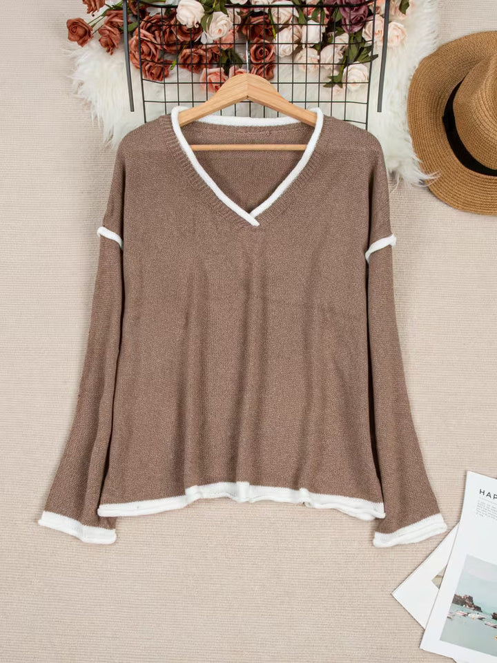 Ginny - Casual Long Sleeve And V-Neck Sweater