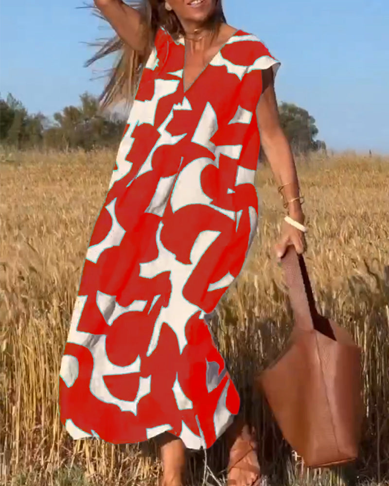 Sarinya - Printed Dress With V-Neck