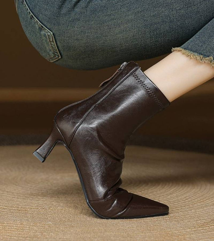 Lielah - Leather Ankle Boot With Zipper