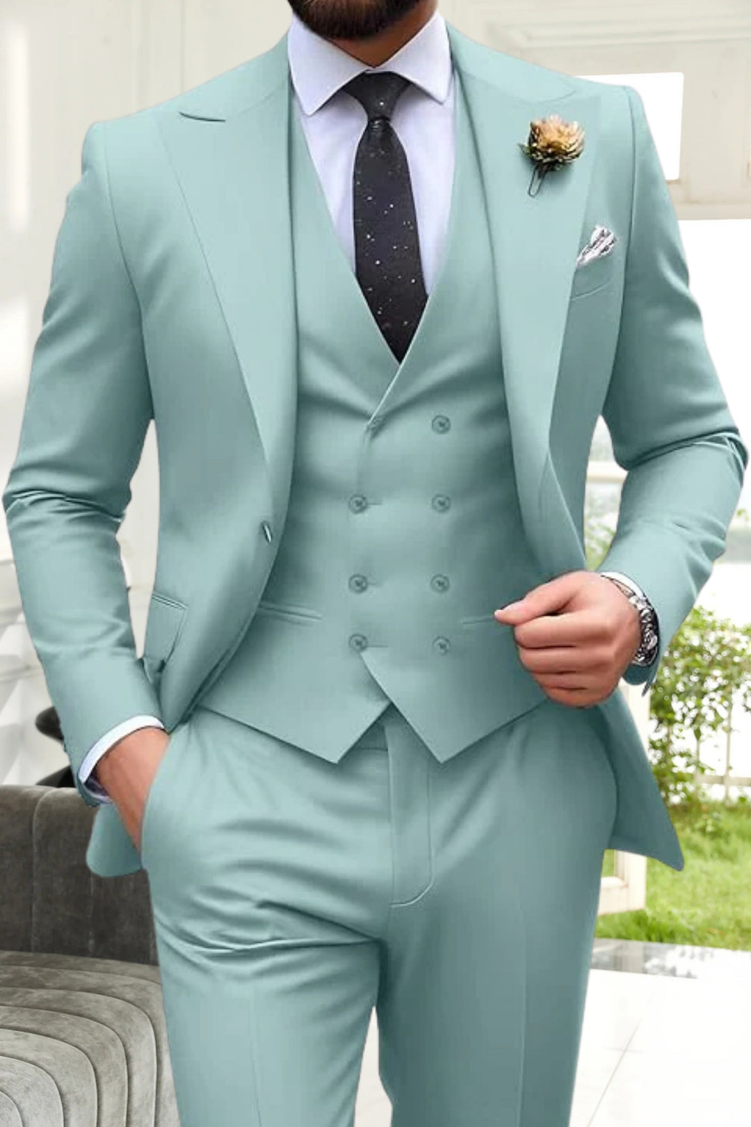 Gremist - Peak Lapel Slim Fit 3 Piece Suits