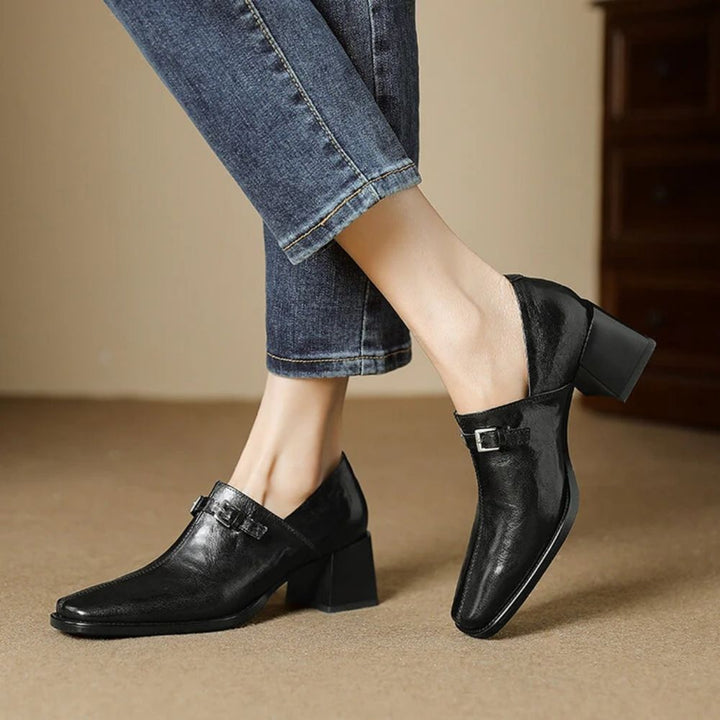 Misha - Elegant Leather Loafers with Heel