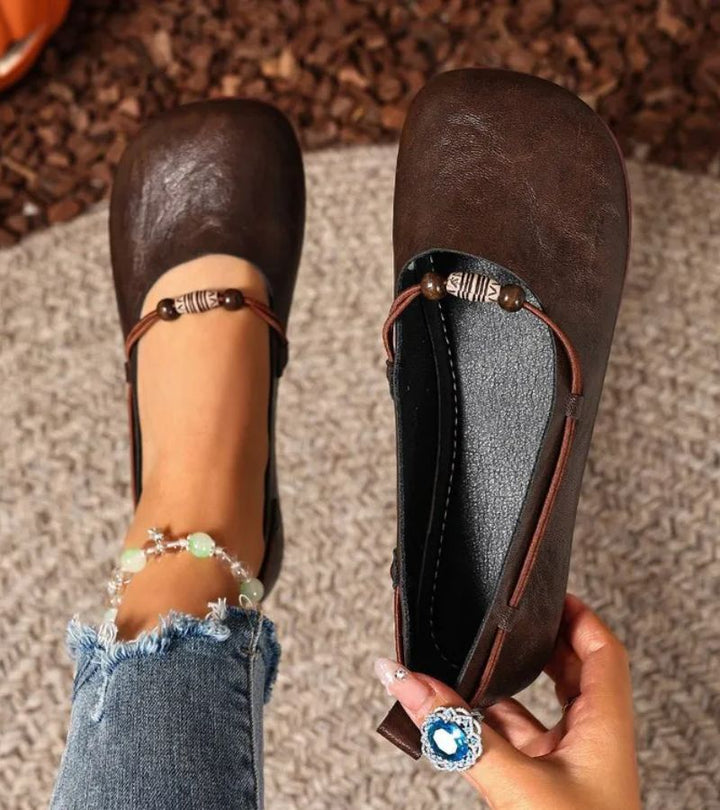 Renis - Flats With Square Toe and Beaded Strap
