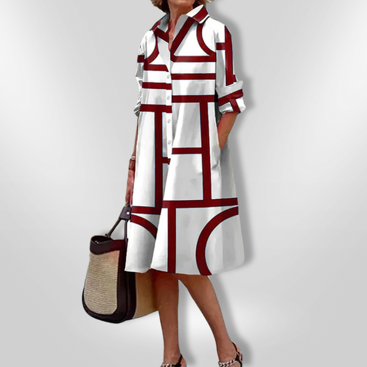Lynna - Casual Midi Dress With Pockets And Button