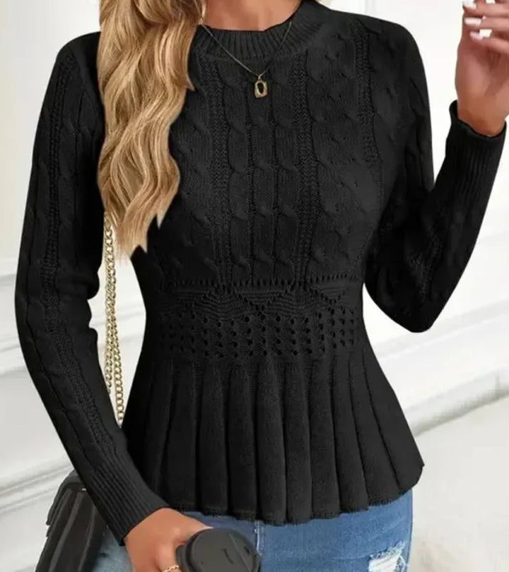 Olena - Knitted Sweater With Peplum Hem