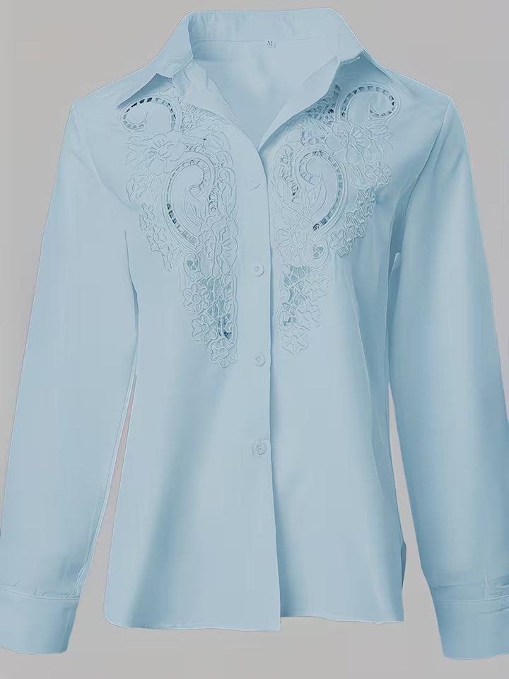 Jorunn - Embroidered Cut-Out Long Sleeve Blouse
