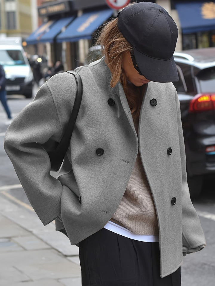 Deanne - Elegant Double Breasted Beige Coat