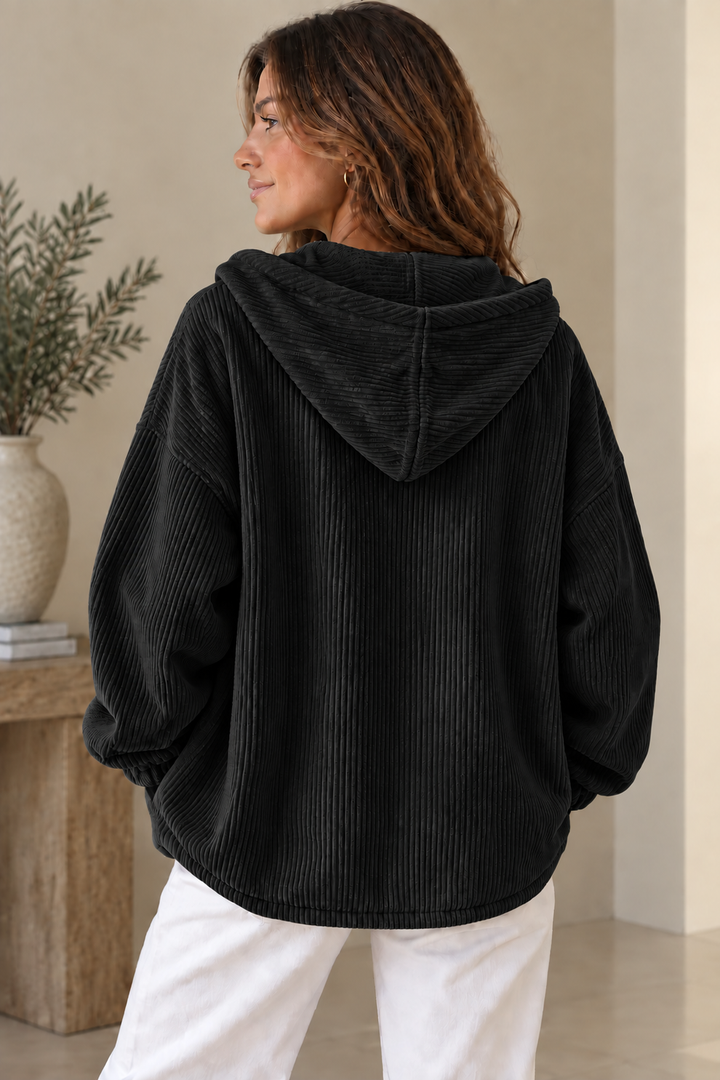 Camilessa - Oversized Corduroy Hooded Jacket