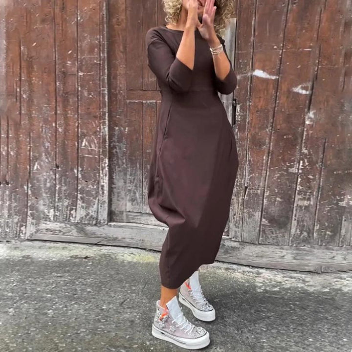 Vionel - Long Sleeve Polyester Dress with Pockets