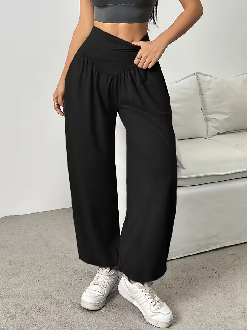 Elenina - Stretchy Soft Wide Leg Trousers