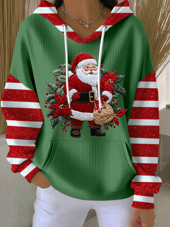 Kathryn - Santa Claus Print Hooded Sweatshirt