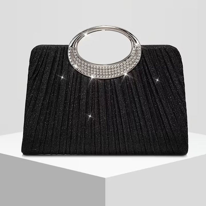 Aeroline - Shiny Round Ring Pleated Handbag