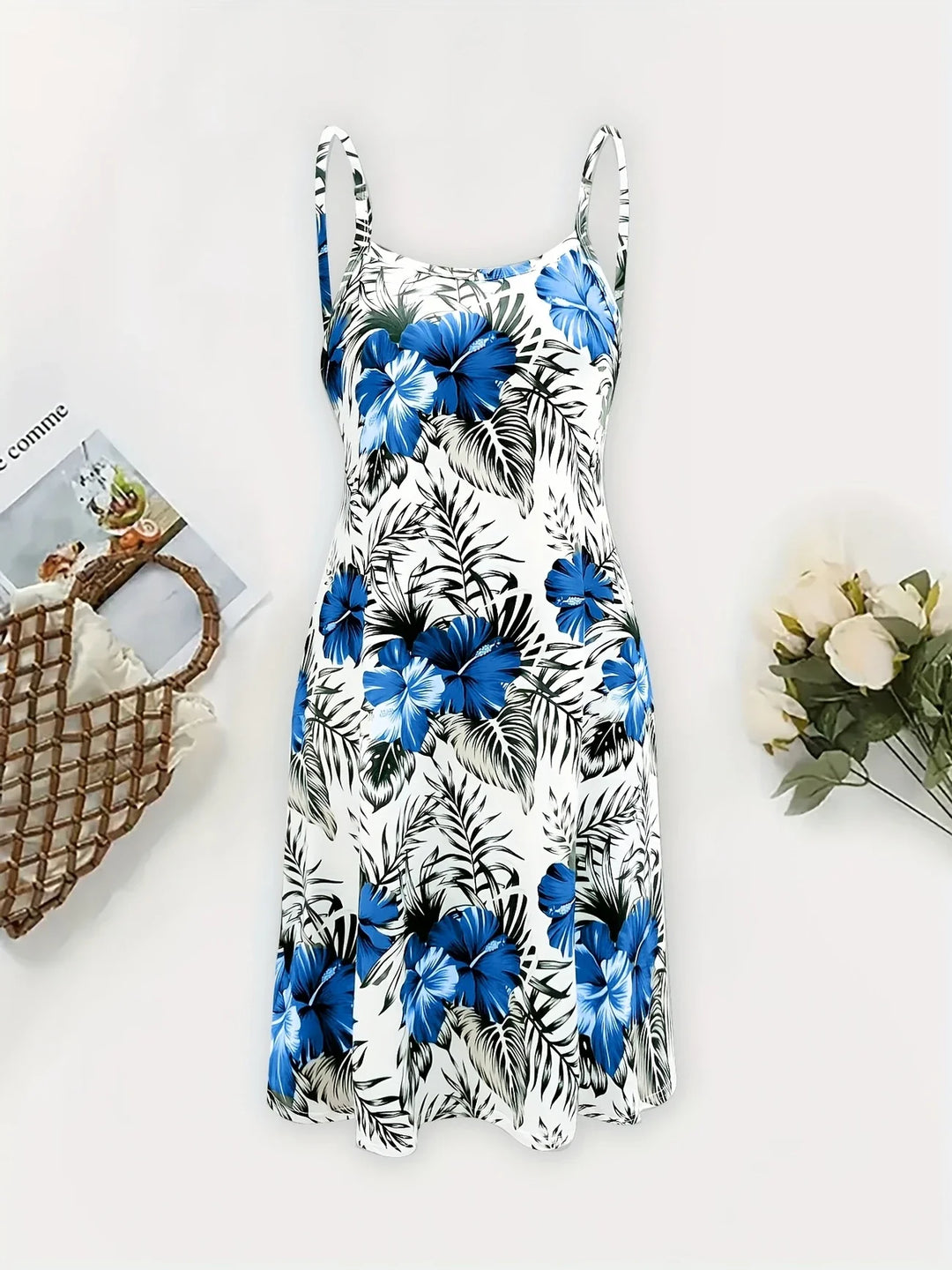 Elfi - Leaf Printed Sleeveless Dress