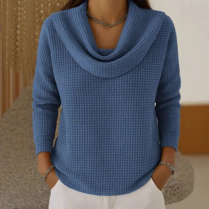 Danela - Elegant Waterfall Neckline Sweater