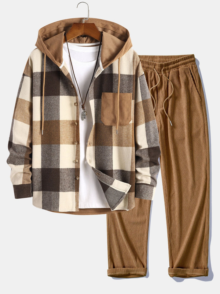 Balthazar - Corduroy Patchwork Hoodie and Pants Set