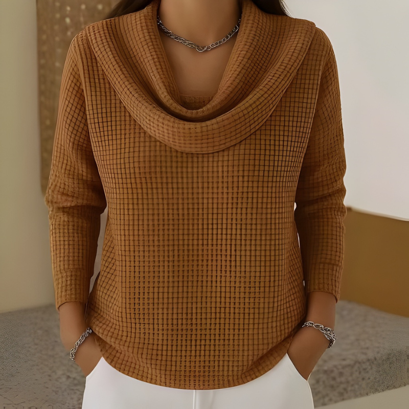 Danela - Elegant Waterfall Neckline Sweater
