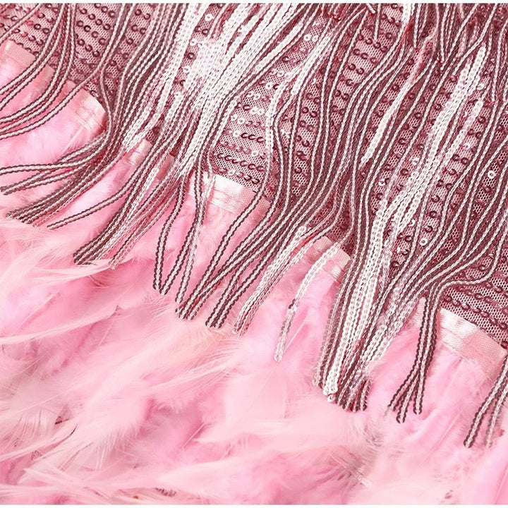 Jemima - Stylish Feather Splicing Mini Dress