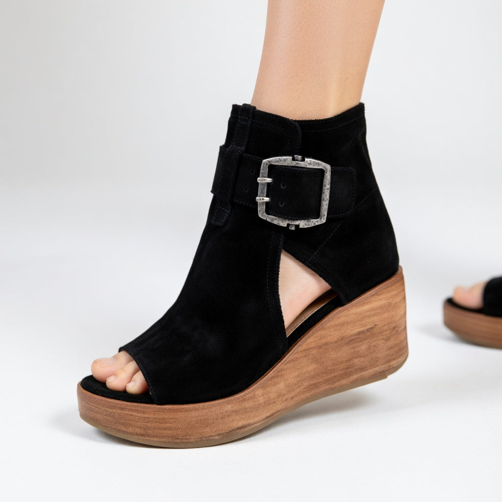 Runske - Wedge Sandals With Ankle Strap Buckle