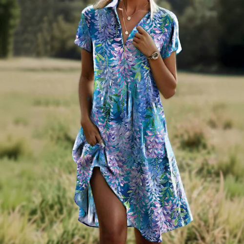Rasanjali - Printed Dress With V-Neck