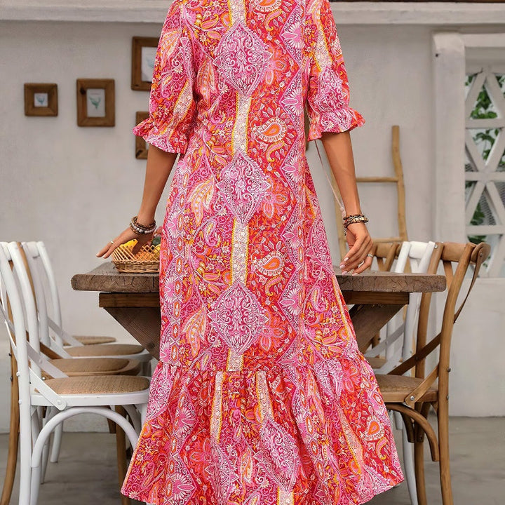 Aniy - Floral Summer Dress With a V-Neck