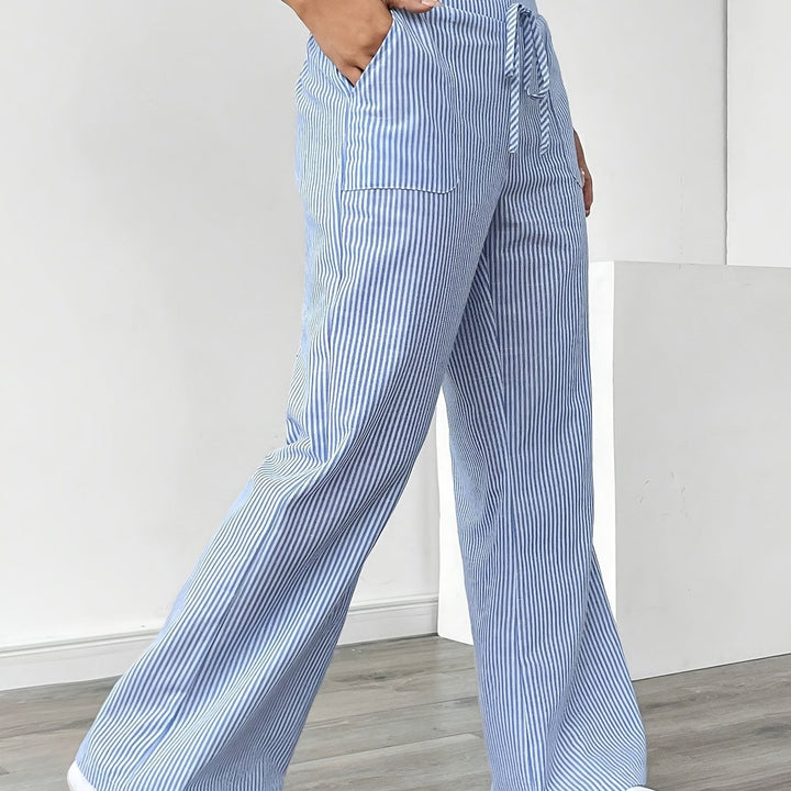 Sunnyi - Casual Striped Wide Leg Pant