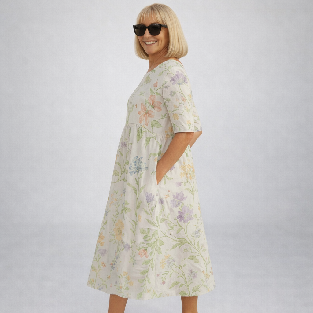 Zunia - Floral Midi Dress With Pockets